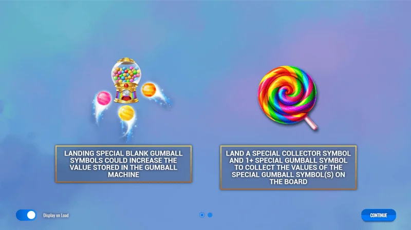Sweet Candy Cash Stash - hlavné menu a nastavenia slotu